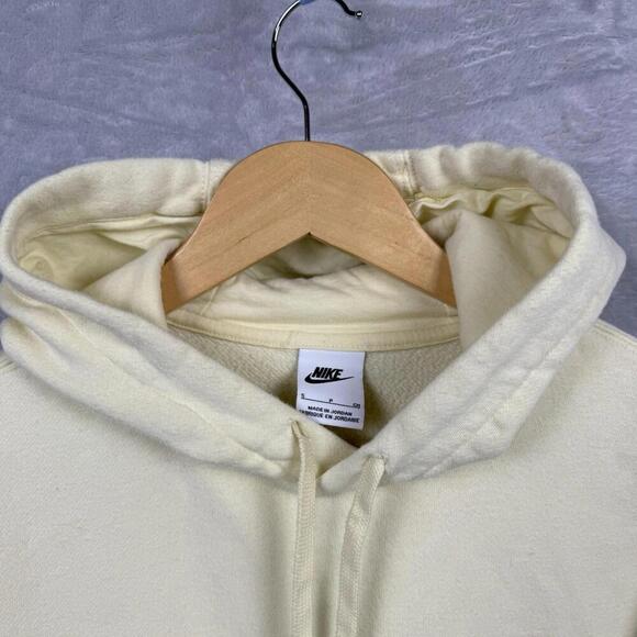 Nike Hoodie Men’s S Cream Yellow Sportswear Club Fleece Swoosh Logo Embroidered - Picture 6 of 9